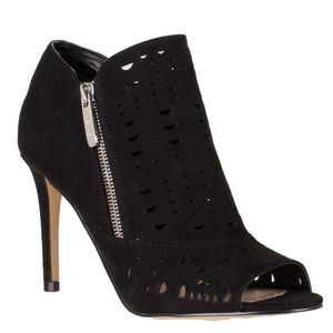 Nine West ZANIA  Black Perforated Peep Toe Bootie